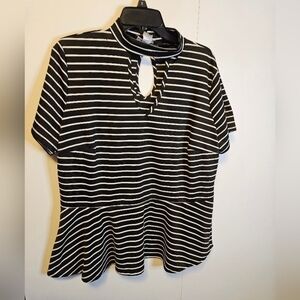 Arabella Women's Size 1X Striped Peplum Top